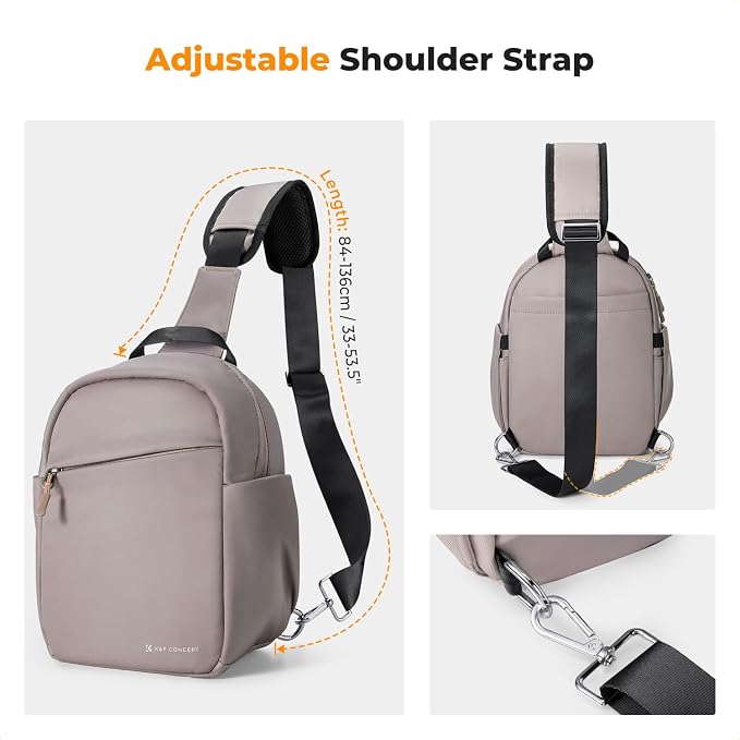 K&F CONCEPT Camera Sling Bag, Compact Crossbody Bag for DSLR Mirrorless | Lightweight Fabric, with Tripod Holder, Quick Access & Custom Dividers, Men & Women, for Sony Canon Nikon, Gray Pink, BS06 - Image 5