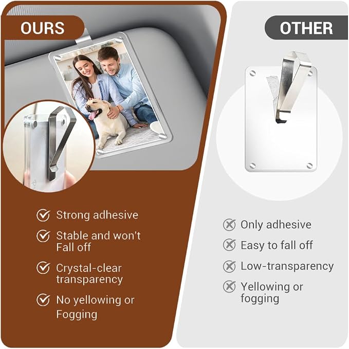 2PCS Car Visor Photo Holder - Personalized Picture Frame for Family/Personal Photos, Universal Sun Visor Clip Accessories, Car Picture Frame Car Accessories (2.36"x3.54") - Image 5