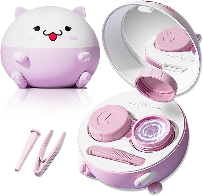 Vastsoon Cute Contact Lens Cleaner, Case Cleaning Machine with Solution Soak Case and Contact Lens Applicator Tool for Daily Vision Care, Travel Size (Purple) by Vastsoon