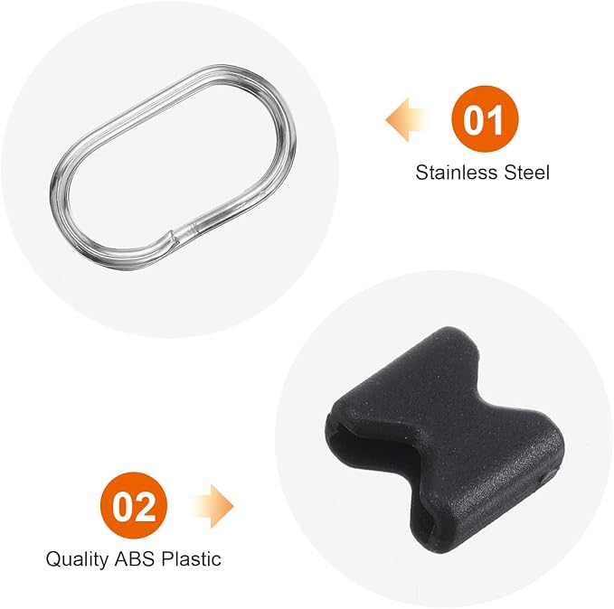 Molain 6Pcs Stainless Steel Oval Split Rings, Compatible Camera Strap Hook Lug Ring with Plastic Cap for Belt Hook Lanyard Cameras Shoulder Strap - Image 4