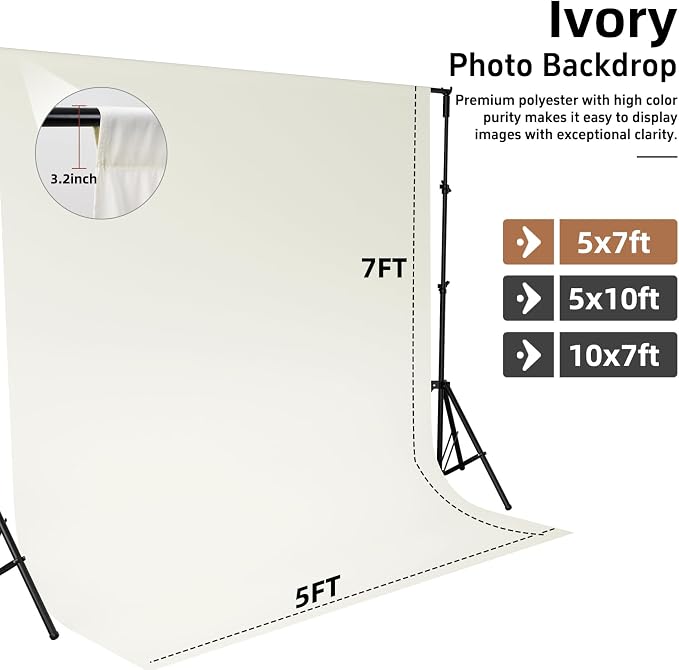 Beige Photo Backdrop for Photography Photoshoot Background, 5x7FT | Multipurpose Screen for Portrait Studio Video Recording Party Non-Reflective Easy Setup High Density - Image 4
