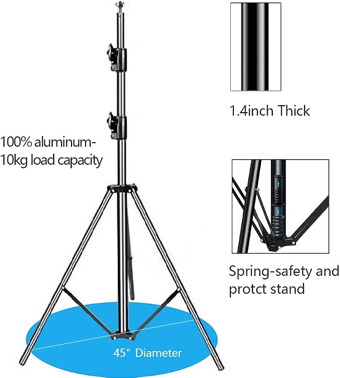 12ft x 10ft Photo Video Studio Heavy Duty Adjustable Photography Muslin Backdrop Stand Background Support System Kit with Carry Bag 4 Spring Clamps - Image 5