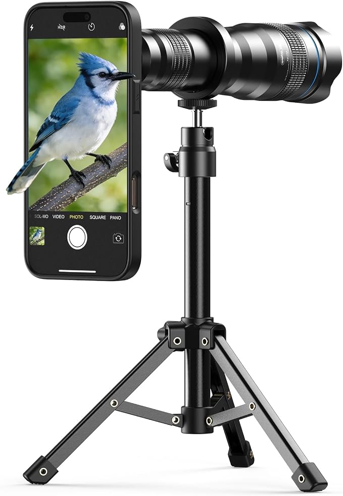 APEXEL 36x Telephoto Lens Compatible with iPhone 15 Pro Max | Photography for Travel, Birdwatching, Exploration | Kit with Sturdy Metal Tripod and Threaded Phone Case by Apexel