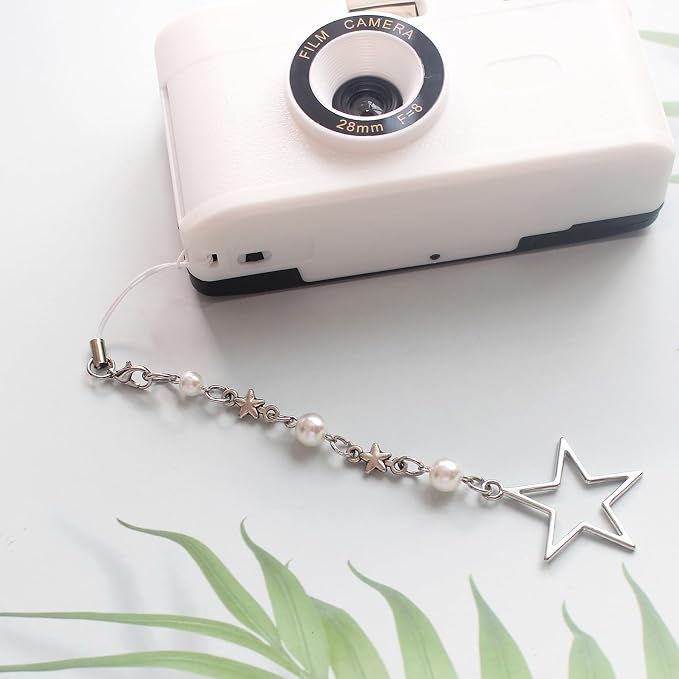 Beaded Camera Wrist Strap,Cute Phone Charm Decor,Pearl Bracelet Wrist Strap | Phone Keychain Decoration for Wallet,Durable Nylon Rope Lanyard,Compatible with all Phone Case,Silver Star - Image 5