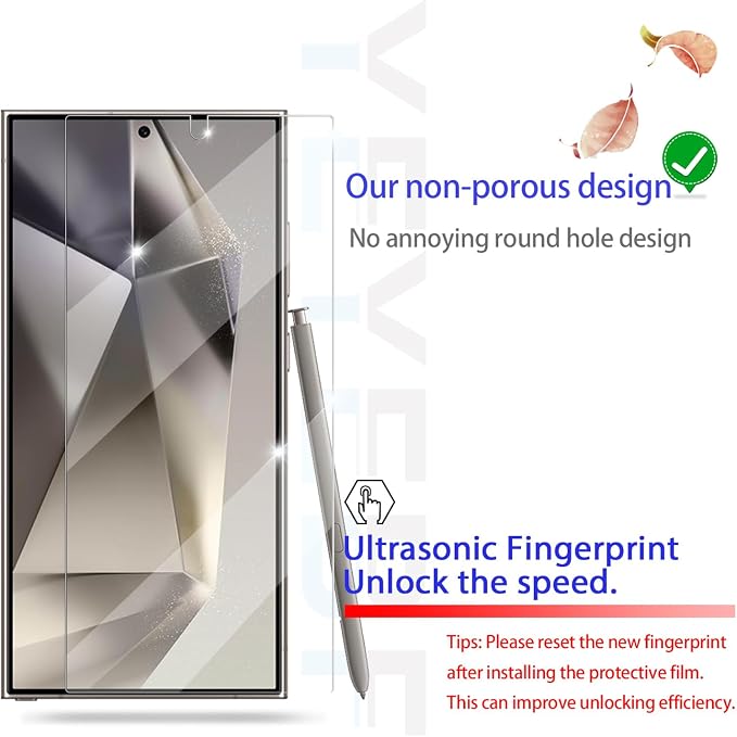 Galaxy S24 Ultra Screen Protector + Camera Lens Protector, [2 +2 Pack] [Ultrasonic Fingerprint Unlock] Full Coverage Tempered Glass Screen Protector For Samsung Galaxy S24 Ultra - Image 4