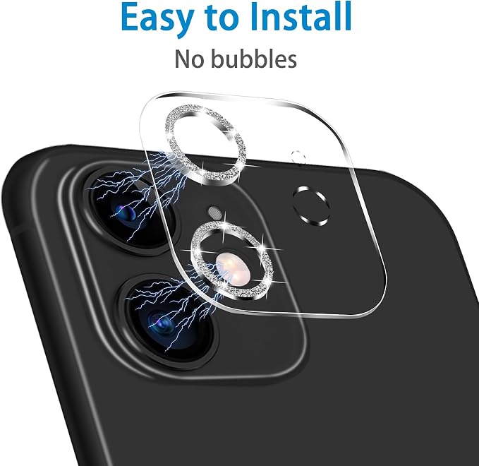 【3 Pack】Dengduoduo Camera Lens Protector for iPhone 11 & iPhone 12 Mini,Glitter Bling Sparkle Ultra HD, Tempered Glass, 13H Hardness, Anti-Scratch, Case Friendly, Easy to Install [No Affect on Night - Image 6