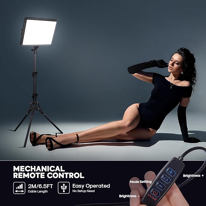2-Pack Photography Lighting Kit, NiceVeedi 25W LED Video Light Kit, 2900-7000K Dimmable Studio Light with Tripod Stand, 73" Stream Light for Video Recording - Image 3