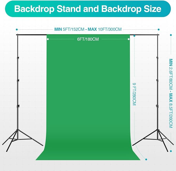 EMART Photography Lighting Kit with 8.5x10Ft Backdrop Stand,6x9FT Backdrops | Softbox Lighting Kit with 5500K 50W LED, Reflector, Umbrellas&Soft Box, Photo Studio Equipment for Portrait Video Shoot Vlog - Image 2