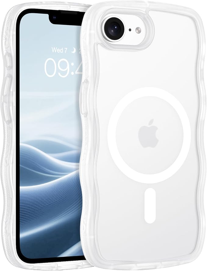 BENTOBEN Magnetic for iPhone 17e Case,Cute Wavy Frame [Compatible with MagSafe] Translucent Matte Anti-Slip Bumper Women Girls Boys Men Shockproof Drop Protective Phone Cover for iPhone 17e,Clear by BENTOBEN