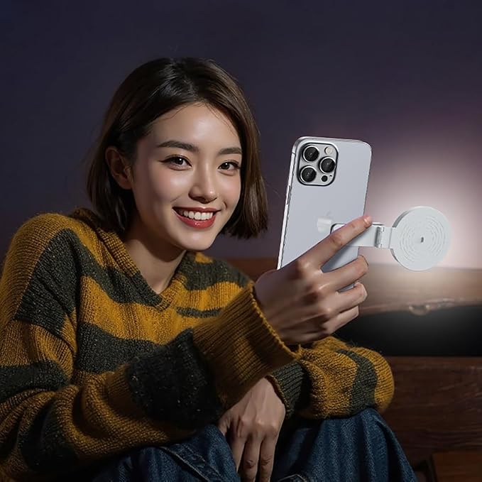 Phone Light, Clip-On Selfie Light with Mirror, Adjusted 3 Lighting Modes, Portable Ring Light for Makeup, Selfie, Video Conference, TikTok, Vlog (Pink) - Image 5