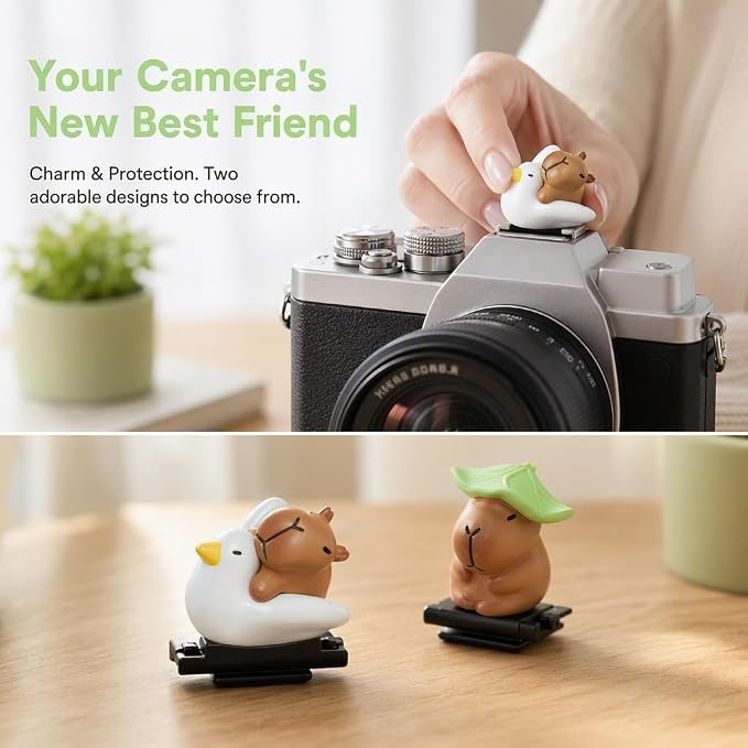 Camera Hot Shoe Cover, Cartoon Hot Shoe Cap, Hot Shoe Protector Compatible with Sony Fujifilm Fuji Canon Nikon Pentax Leical Panasonic (2pcs Fly Capybara) - Image 2