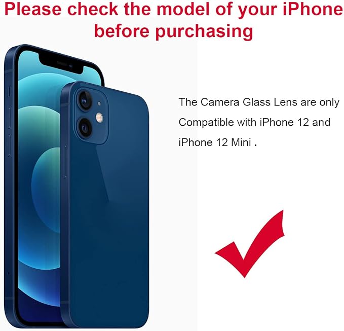 2 Set Original Back Rear Camera Lens Glass Replacement for iPhone 12 and iPhone 12 mini with pre-Installed Adhesive and Reparing Toolkit - Image 2