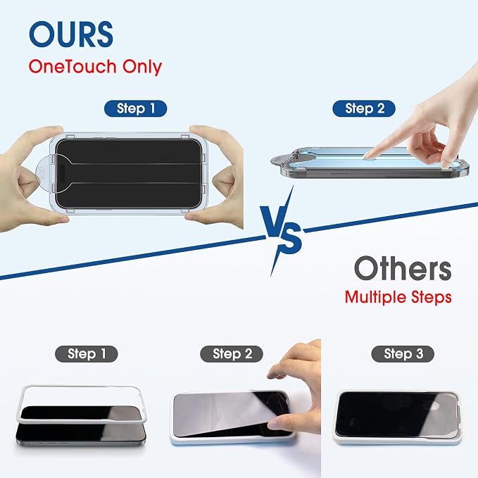 amFilm OneTouch for iPhone 15 Pro Max Screen Protector 6.7'' Tempered Glass | Auto-Alignment, 30s Install, Bubble Free, Scratch & Drop Protection, HD Clear, Camera Lens Protector, 2+2 Pack (15P-6.7'') - Image 3