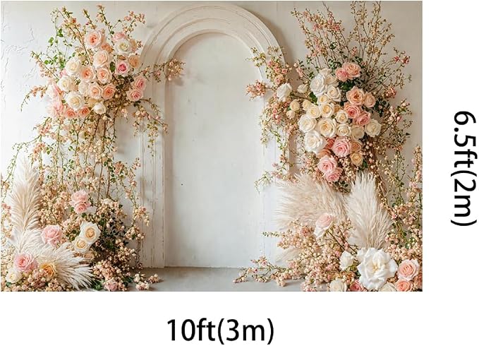Kate 10x6.5ft Spring Pink Flowers Backdrops for Photography Vintage | White Wall Background Children Birthday Party Decoration Backdrop - Image 2