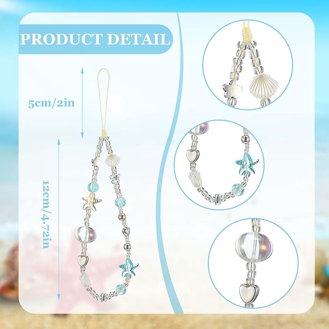 Yolev Beaded Camera Wrist Strap Cute Camera Charm Strap Blue Digital Camera Wrist Strap Charm Lanyard for Phone Bag Keychain Accessories - Image 3