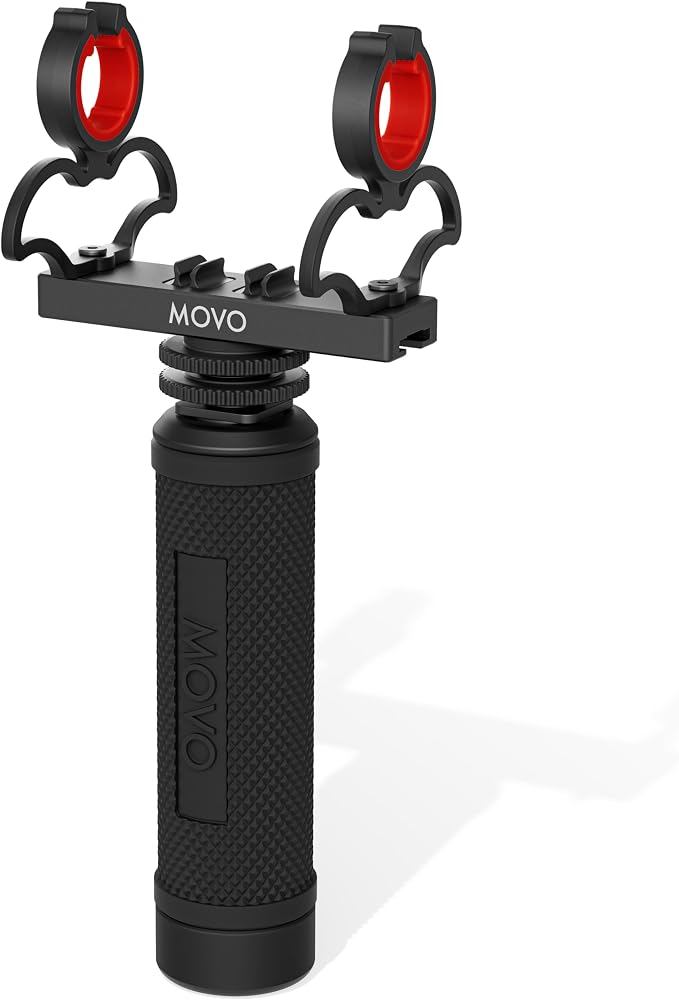 Movo SM6H Ultraflex Premium Shockmount for Shotgun Microphones with Grip Handle – Compatible with Rode NTG Series, Sennheiser MKE600, Audio-Technica AT875R, and More by Movo