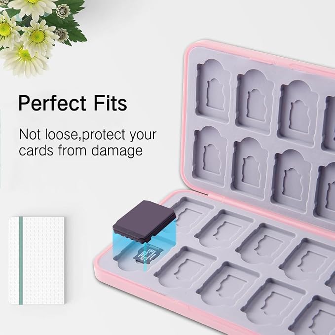 PERFECTSIGHT Cute Game Card Case for Nintendo Switch/ Switch Lite/ OLED, 24 Game Holder Cartridge Case for Game Cards and 24 SD Cards, Kawaii Portable Compact Storage Box (Rose Kitty, 24 Slots) - Image 3