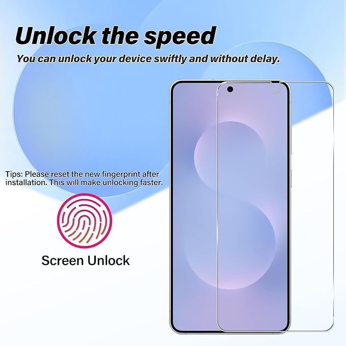 BIGFACE Galaxy S25 Edge Tempered Glass Screen Protector + Camera Lens Protector [2 + 2 Pack][Case Friendly][Anti-Scratch][Ultrasonic Fingerprint Unlock] HD Protective Film for Samsung Galaxy S25 Edge - Image 3