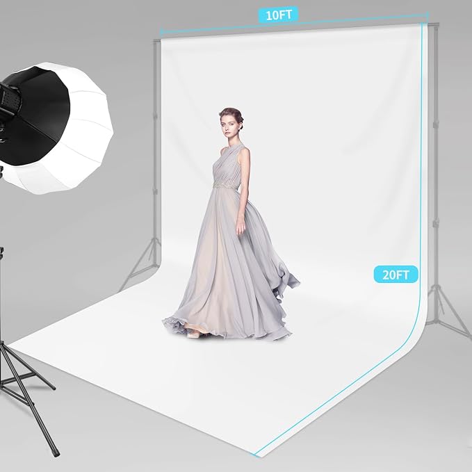 10 x 20 ft White Backdrop Background White Screen for Photography Video Recording Picture Shooting high Density Polyester Fabric Pure Recording Parties Curtain - Image 2