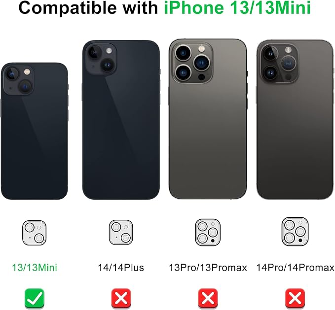 Camera Lens Protector (3 Pack) Compatible with iPhone 13 6.1"& iPhone 13 mini 5.4" Camera Lens Cover Protection, HD Clear Anti-Scratch - Image 5