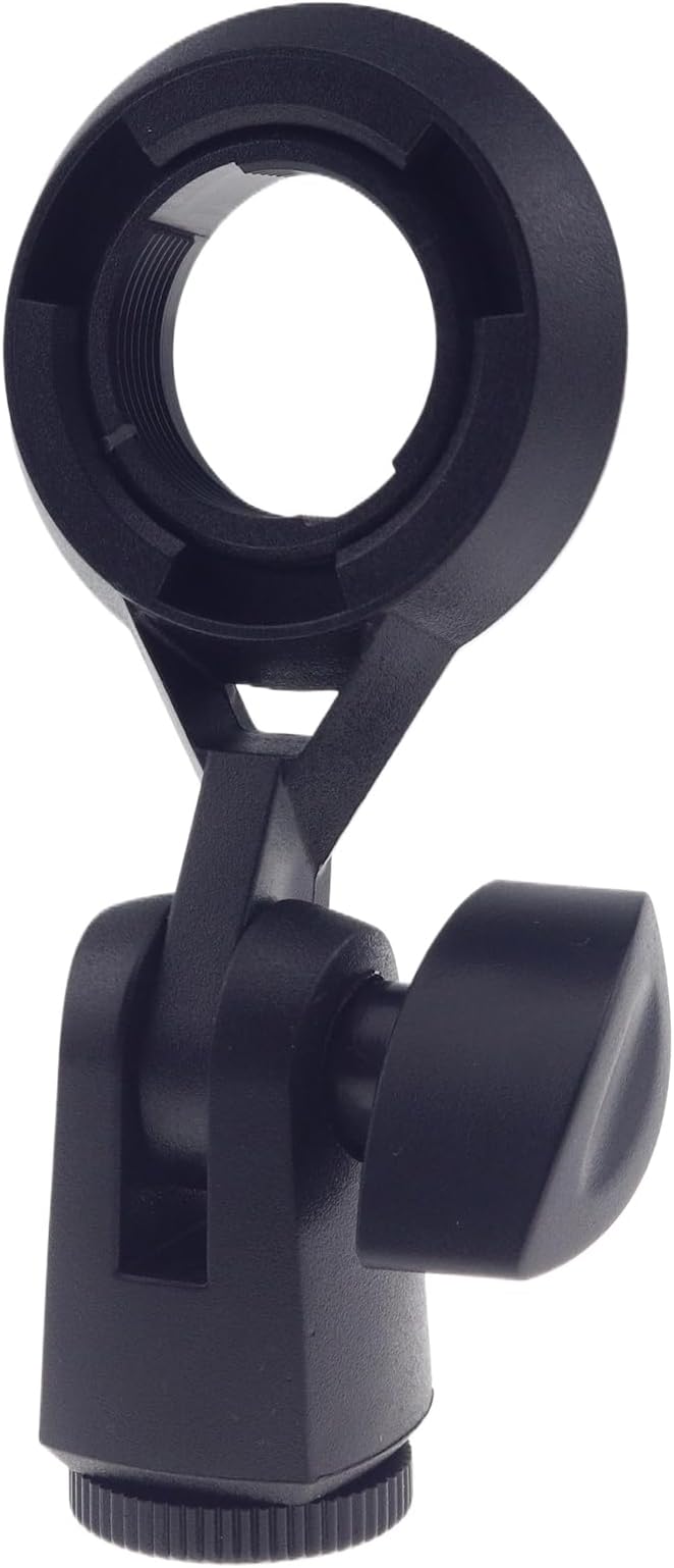Short Video Mic Clip, 270° Rotatable Microphone Holder with 3/8" Conversion Nut, Shockproof Stand Adapter for 0.9-inch (22mm) Condenser Mics, Compatible with Most Stands & Boom Arms by Unknown