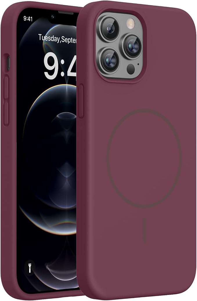 Miracase Silicone for iPhone 12 Pro Max Case, Wine Red | Soft Anti-Scratch Microfiber Lining, Premium Silicone Cover Shockproof Drop Protection Phone Case for 12 Pro Max by Miracase