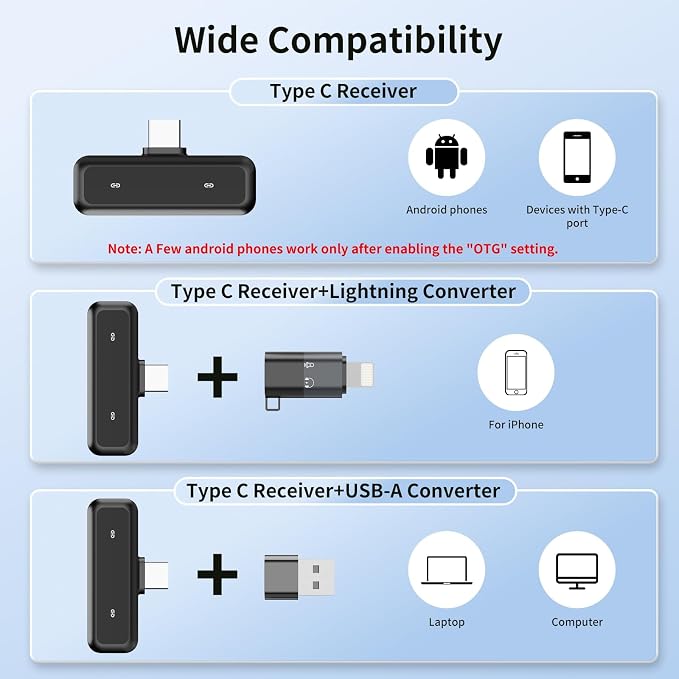 Microphone for iPhone & Android, Wireless Mini Microphone | Battery Display, Clear Voice, Noise Cancelling, Lavalier Mic for TikTok, YouTube & Interviews, Dual Mic - Image 8