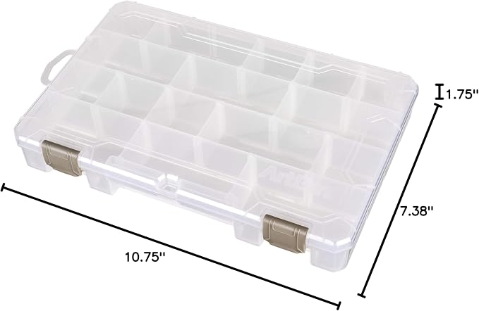ArtBin Medium Solutions Box Craft Organizer with 12 Dividers, Clear | 12 Removable Dividers, 10.75 x 7.375 x 1.75 Inches, Secure Latches, Stackable, Clear Plastic - Image 9