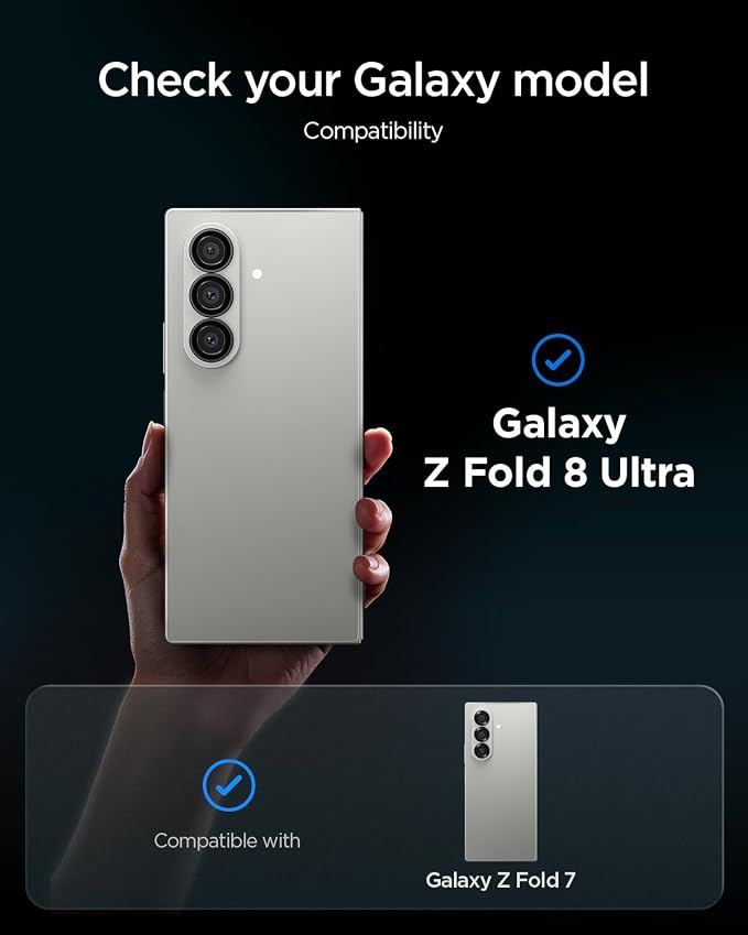 Spigen Camera Lens Protector for Galaxy Z Fold 8 Ultra, Fold 7 (2 Pack) | GlasTR EZ Fit Optik Pro, 9H+ Tempered glass, Scratch resistant, Original photo quality, Auto-align tray, Case-friendly, Black - Image 2