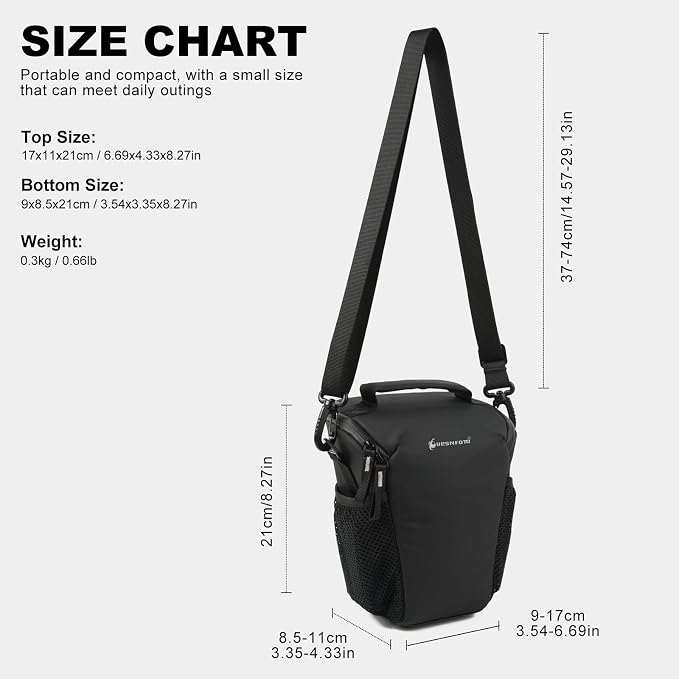Besnfoto Camera Bag Small, Top-Load Holster Case for Mirrorless DSLR Compatible with Sony A7 IV, Canon R5 R6, Nikon Z6 Z7 with 24-70mm Lens, Compact Travel Shoulder Case with Belt Loop - Image 4