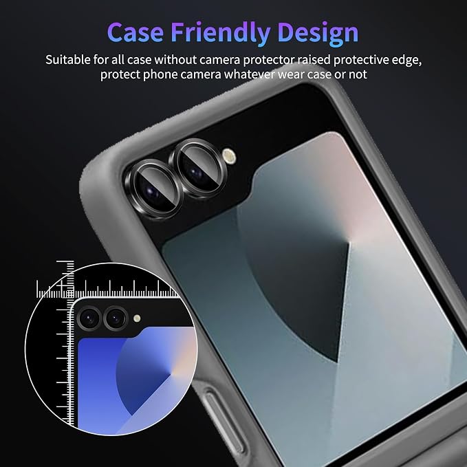 Camera Lens Protector for Samsung Galaxy Z Flip 6,1 Pack | Tempered Metal Glass Camera Cover Film,HD Clear,Anti-Scratch Lens Screen Protector Film,Case Friendly,Black Titanium - Image 7