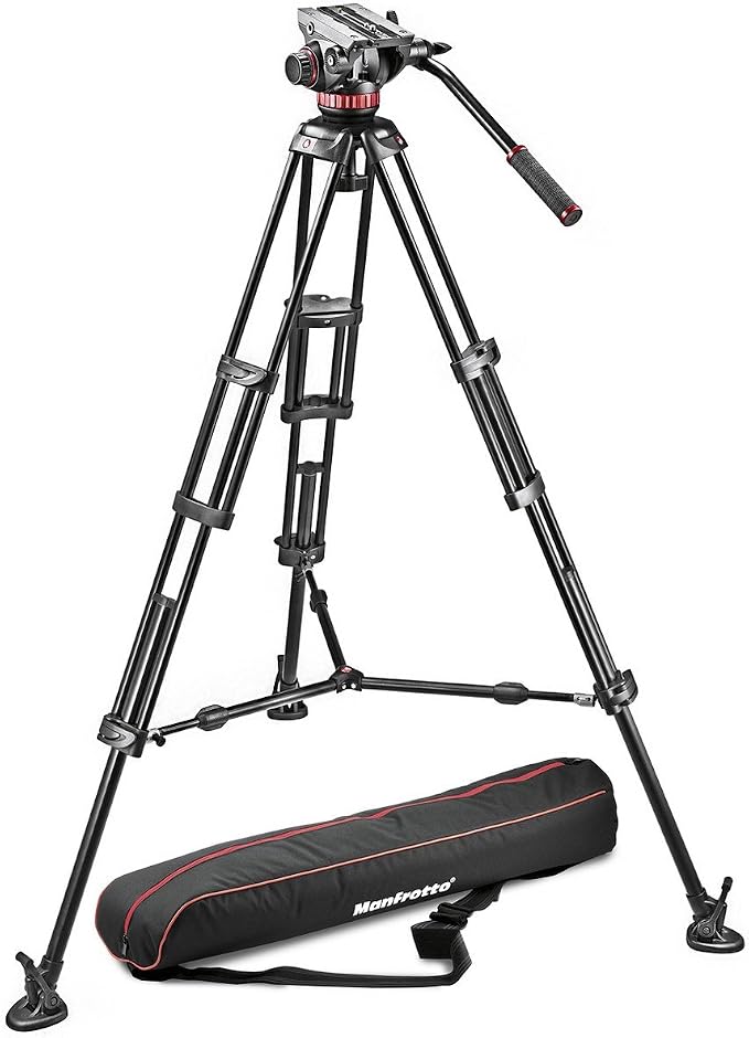Manfrotto MVH502A,546BK-1 Professional Fluid Video System with Aluminum Legs and Mid Spreader (Black) | Mid Spreader, Aluminum Legs by Unknown