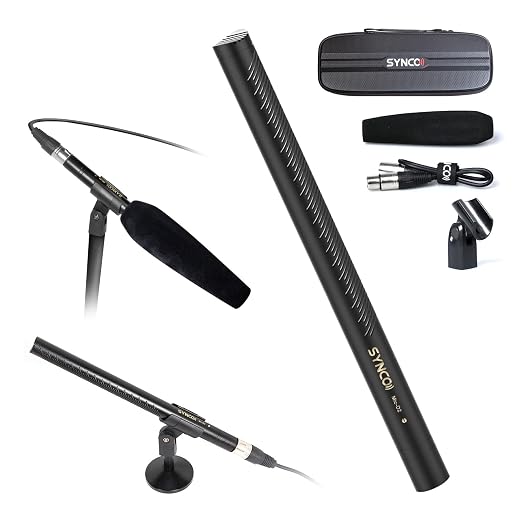 SYNCO Shotgun Microphone D2 Hyper Cardioid XLR Condenser Mic | Rode Shotgun Mic, Directional Condenser Audio Recording Pickup, for DSLR Cameras, Film Interview, ENG/EFP Video Creators by SYNCO