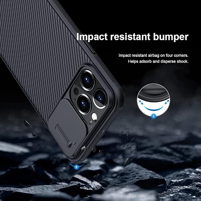 Mangix for iPhone 13 Pro Max Case with Camera Cover,Slim Fit Thin Polycarbonate Protective Shockproof Cover with Slide Camera Cover, Upgraded Case for Apple iPhone 13 Pro Max (Black) - Image 3