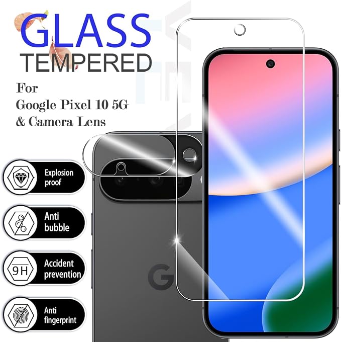 Screen Protector for Google Pixel 10, [2+2 Pack] Tempered Glass & Camera Lens Protectors[Ultrasonic Fingerprint Unlock] [Case Friendly] [Bubble-Free] Screen Protector Glass For Pixel 10 - Image 2