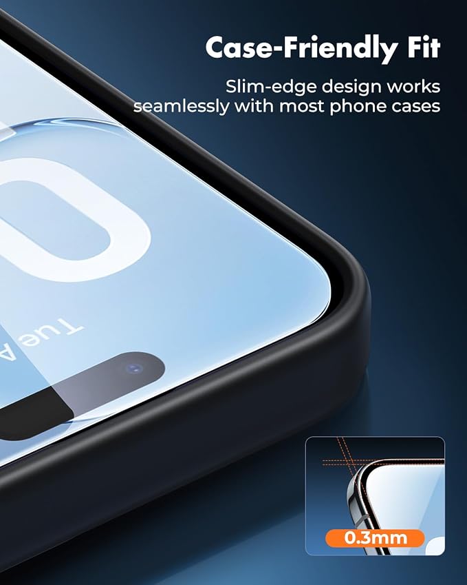 UNBREAKcable iPhone 17 Air Screen Protector & Camera Lens Protector | Upgraded Dual-Tempered Glass with Military-Grade 9H Hardness, 3-Pack,HD Clarity, Anti-Fingerprint, Case Friendly, Fits 6.5'' - Image 8