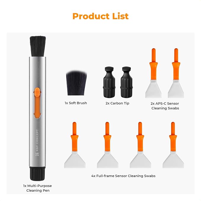 K&F CONCEPT Professional Lens Cleaning Pen for Bluetooth Earphones,Glasses | Replaceable Pen Tip,Deep Cleaning,Carbon Tip X2,APS-C X2,Full-Frame X4,Small and Portable,for Camera Filters Drone AR VR - Image 9