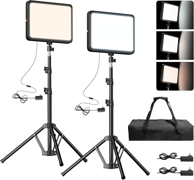 EMART 2-Pack LED Video Light Kit, 35W/3600lux Photography Lighting | 2800-7000K Dimmable Studio Lights with 11.5ft Power Cord, 46-73in Adjustable Tripod Stand for YouTube, TikTok, Recording by EMART