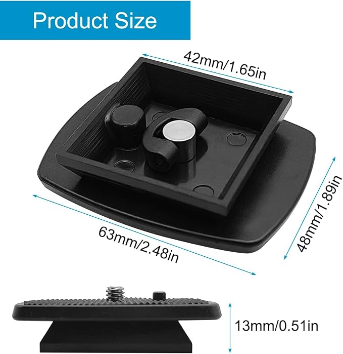 2 Pcs 42mm Tripod Quick Release Plate Camera Mounting Adapter Parts Replacement, QR Plate Replacement for Promaster 6100 6160 Hakuba S-4500 Velbon Sherpa Tripod Mount 1 5/8 - Image 3