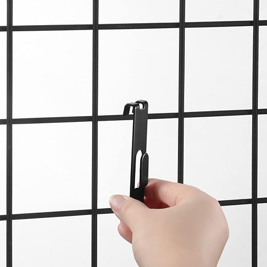 Oudain Metal Grid Wall Hangers Grid Wall Display Notch Hooks Accessories for Photo Frame Painting Arts Center(Black,25 Pcs) - Image 3