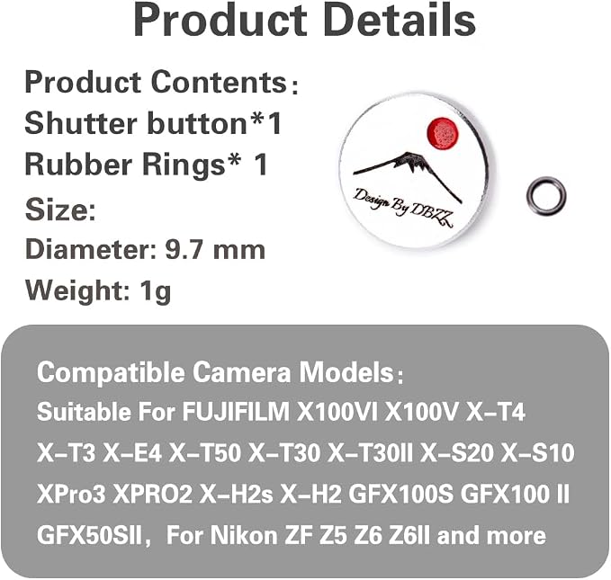 Camera Hot Shoe Cover/Shutter Button, Soft Release Button,Suitable for FUJIFILM XT5 XT4 XT3 XT30 XT20 X100V X100F XT100 X-E3 X-PRO2 X-PRO3 (Mountain-Shutter Button) - Image 9