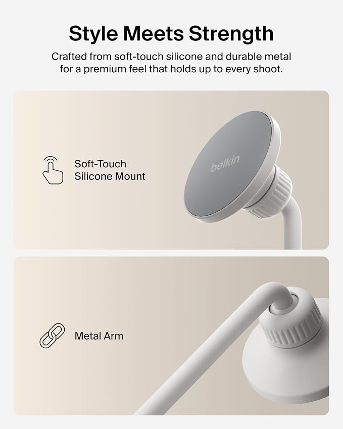 Belkin Stage Magnetic Tripod Phone Mount, MagSafe & Qi2 Compatible | 360-degree rotating holder, for iPhone 17 & 16, Android, TikTok, YouTube, streaming, influencer content - Image 8