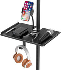 Metal Microphone Stand Tray with Mic Stand Phone Holder - 11.7" x 7.8" Functional Large Mic Stand Tray Shelf for Studio, Concert, Karaoke Clamp on Music Stand Shlef Attachment by CHUNXIAO