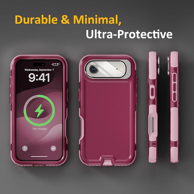 Follaroma Magnetic for iPhone 17 Air Case with Camera Stand, Purple Pink | Built-in Glass Camera Cover Stand,Compatible with MagSafe,Heavy Duty Shockproof Protective,Military-Grade Anti-DropDual Case - Image 8
