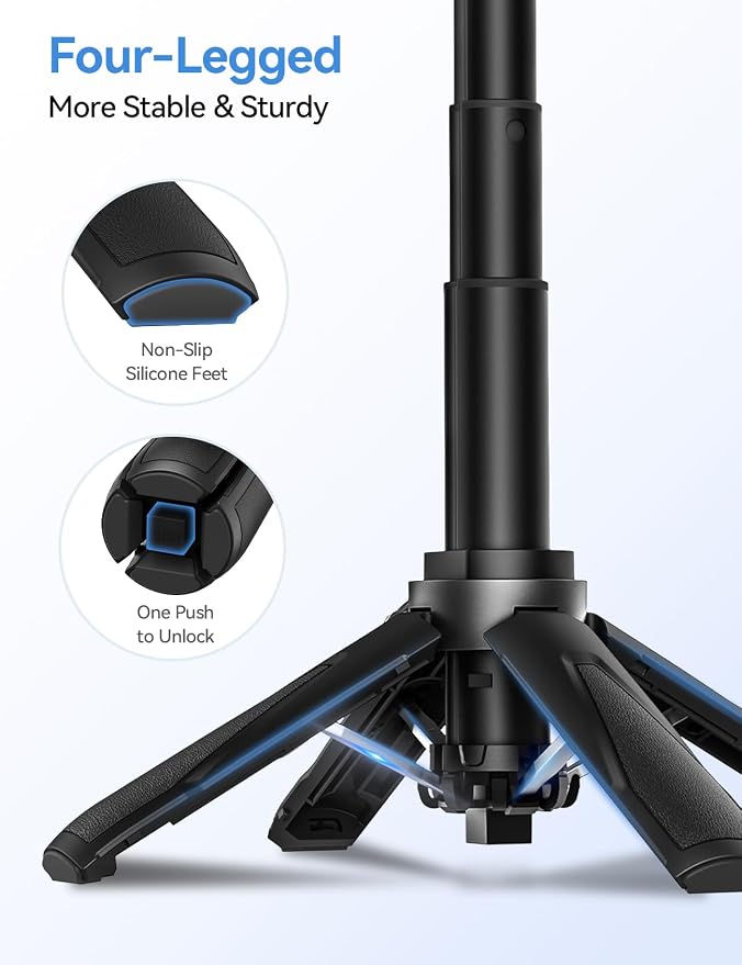 Takerers for Magsafe Tripod for iPhone【Pocket Size】 4-in-1 Portable Magnetic Selfie Stick for iPhone Stand for Video Recording Travel Magnetic Phone Tripod with Remote 【Upgraded 4 Legs】 - Image 6