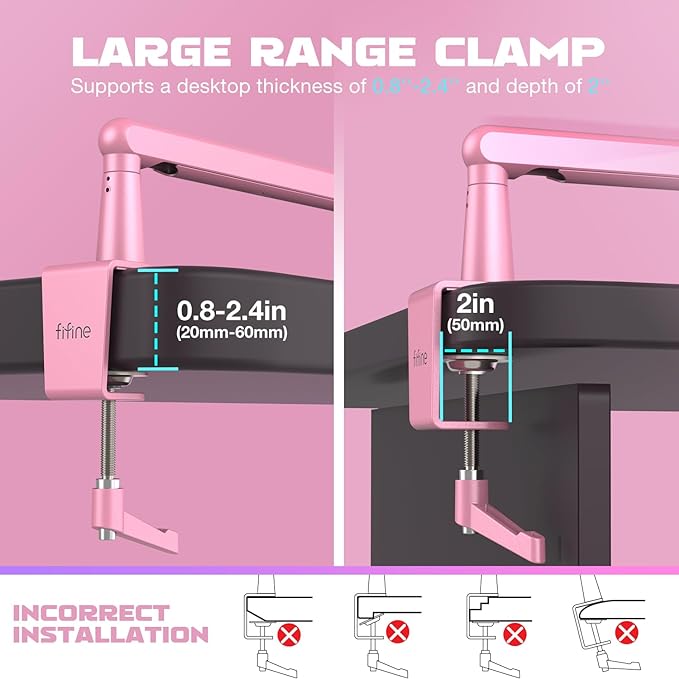 FIFINE BM88P Low Profile Metal Microphone Boom Arm for Gaming Streaming | Metal Adjustable Mic Stand, Built-in Cable Management Channel, Desk Clamp, Screw Adapter, for Studio Voice Recording - Image 6
