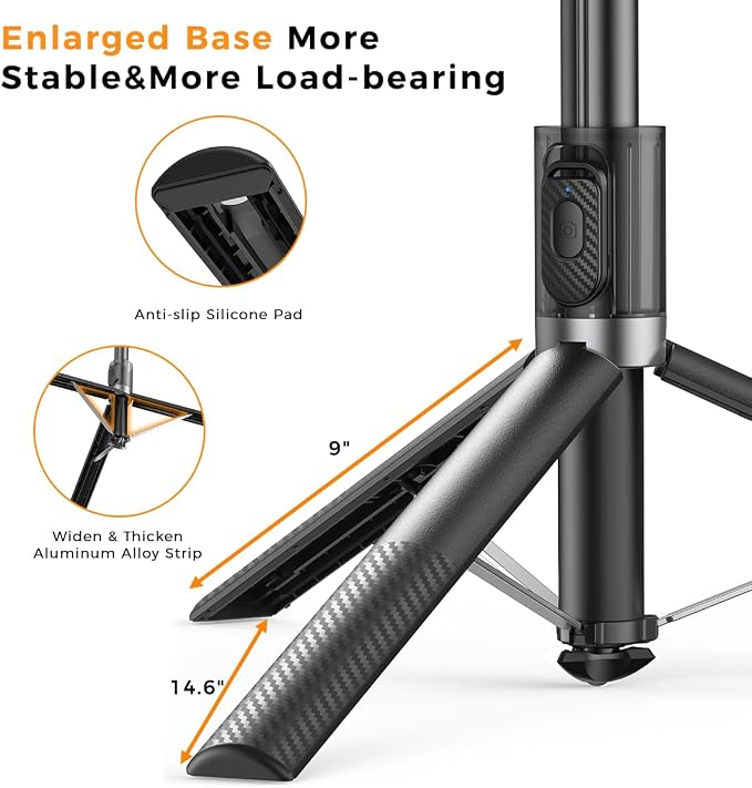 65" Automatic Phone Tripod,Auto-Open and Close Selfie Stick Tripod with Remote, Extendable Cell Phone Stand for iPhone & Android,Lightweight Selfie Stick for Creators,Vloggers,Travel,YouTube - Image 5