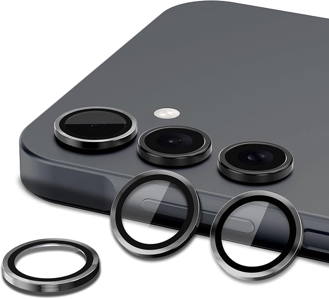for Samsung Galaxy A16 Camera Lens Protector, Individual Metal Ring Tempered Glass Lens Cover, [Strong Adsorption] Scratch Resistant Ultra-Thin HD Clear Lens Cover, 1 Set-Black - Image 2