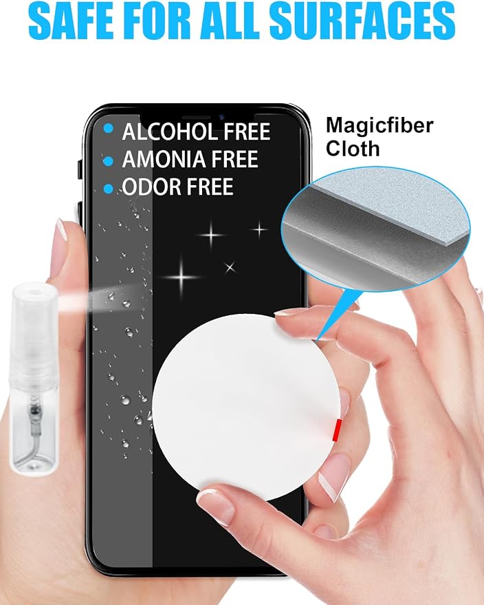 Tounee Keyboard Cleaner Kit, Electronics Cleaning Kit with Retractable Big Brush, Portable, 20 in 1 Multi-Tool Kit for Phones, Tablet, Computer, PC Monitor,TV Camera Lens with 2.5ml Mist Spray (White) - Image 5