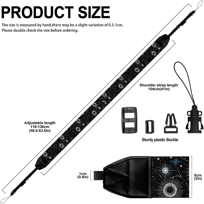 Coldinair Black Adjustable Camera Strap Universal Neck & Shoulder Soft Padded Strap for All DSLR Cameras,Binoculars - Image 6